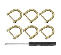 sourcing map 6 Pcs Shackle Screw D Rings U Shape D-Rings Replacement for Purse Keychain Strap Buckle, 0.79x0.79inch, Bronze