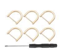 sourcing map 6 Pcs Shackle Screw D Rings U Shape D-Rings Replacement for Purse Keychain Strap Buckle, 1.14x1.26inch, Light Gold