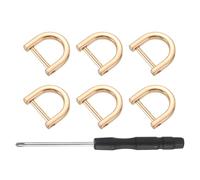 sourcing map 6 Pcs Shackle Screw D Rings U Shape D-Rings Replacement for Purse Keychain Strap Buckle, 0.49x0.59inch, Light Gold