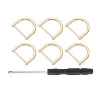 sourcing map 6 Pcs Shackle Screw D Rings U Shape D-Rings Replacement for Purse Keychain Strap Buckle, 1.26x1.5inch, Light Gold