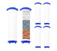sourcing map 6 Pcs Shower Head Filter with Calcium Balls 3 Inch PP Cotton Filter Cartridge Replacement High-Pressure Handheld Fan Shower Jet Sets