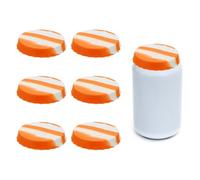 sourcing map 6 Pcs Silicone Soda Can Lids, Silicone Soda Can Cover Leak-proof Reusable Beer Caps Saver Fits Standard Cans for Beverage Soft Drink, Orange-White