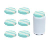 sourcing map 6 Pcs Silicone Soda Can Lids, Silicone Soda Can Cover Leak-proof Reusable Beer Caps Saver Fits Standard Cans for Beverage Soft Drink, Cyan-White