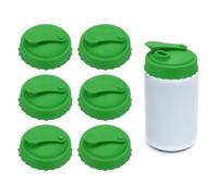 sourcing map 6 Pcs Silicone Soda Can Lids, Silicone Soda Can Cover with Straw Openings Leak-proof Reusable Beer Caps Saver for Beverage Soft Drink, Green