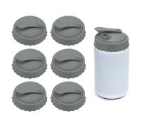 sourcing map 6 Pcs Silicone Soda Can Lids, Silicone Soda Can Cover with Straw Openings Leak-proof Reusable Beer Caps Saver for Beverage Soft Drink, Gray