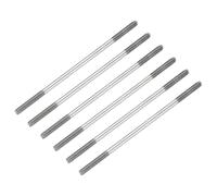 sourcing map 6 Pcs Silver Pushrod Connector Linkage, M2 Threaded Rod 304 Stainless Steel Double End RC Servo Push Rods for RC Airplane Car Boat Helicopter DIY Model Parts, 50mm/1.97"