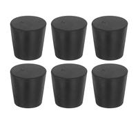sourcing map 6 Pcs Solid Rubber Stopper, Tapered Lab Seal Tube Stopper Plug for Test Tube Flasks Glass Containers Industry and Laboratories, 26x20x25mm Black
