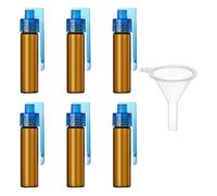sourcing map 6 Pcs Spice Jars with Cap, 2.6 Inch Small Glass Spice Containers, Condiment Jars Set with Funnel for Home Kitchen Hotel Restaurant Storage Seasonings, Brown Bottle, Blue Cap