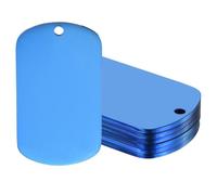 sourcing map 6 Pcs Square Blank Stamping Tag 50x28mm Stainless Steel, Blue