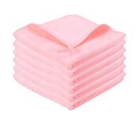 sourcing map 6 Pcs Square Hand Towels, 30 x 30 cm Soft Microfiber Hanging Hand Towel with Hanging Loop Highly Absorbent Kitchen Towels for Home Bathroom Kitchen Cleaning Supplies, Pink