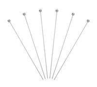 sourcing map 6 Pcs Stainless Steel Cocktail Picks, 7.87" Martini Picks Fruit Sticks Metal Skewers Reusable for Drinks Olives Appetizers Fruit Decorative, Silver (Bead)
