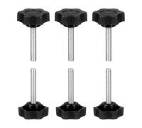 sourcing map 6 Pcs Star Knobs Handles M6 x 35mm (1mm Pitch) Male Thread Metric Carbon Steel Hand Tightening Clamping Screws Threaded Stud Knob Bolts for Woodworking Jigs, Black