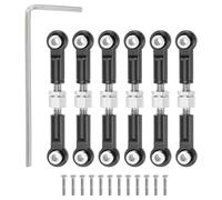 sourcing map 6 Pcs Steering Servo Turnbuckle Rod RC Aluminum Alloy Linkages for A959 A969 A979 K929 1/18 On-Road RC Car (Black, 37mm)