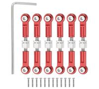 sourcing map 6 Pcs Steering Servo Turnbuckle Rod RC Aluminum Alloy Linkages for A959 A969 A979 K929 1/18 On-Road RC Car (Red, 37mm)