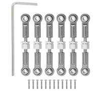 sourcing map 6 Pcs Steering Servo Turnbuckle Rod RC Aluminum Alloy Linkages for A959 A969 A979 K929 1/18 On-Road RC Car (Gray, 37mm)