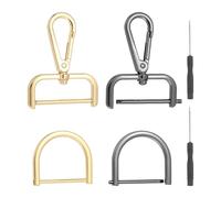 sourcing map 6 Pcs Swivel Clasp Hooks, Detachable Snap Hook Swivel Lobster Claw Clasps with D Rings and Screwdriver for Bag Strap Purse Lanyard DIY Craft Hardware (Light Gold/Gunmetal, 1.5Inch)