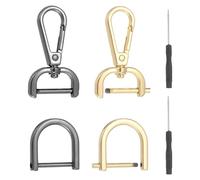 sourcing map 6 Pcs Swivel Clasp Hooks, Detachable Snap Hooks Lobster Claw Clasps with D Rings and Screwdriver for Bag Strap Purse Lanyard DIY Craft Hardware (Light Gold/Gunmetal, 0.79Inch)
