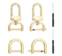 sourcing map 6 Pcs Swivel Clasp Hooks, Detachable Snap Hooks Swivel Clasps with D Rings and Screwdriver for Bag Strap Purse Lanyard DIY Craft Hardware (Light Gold, 0.63Inch)