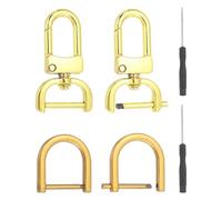 sourcing map 6 Pcs Swivel Clasp Hooks, Detachable Snap Hooks Swivel Clasps with D Rings and Screwdriver for Bag Strap Purse Lanyard DIY Craft Hardware (K Gold, 0.79Inch)
