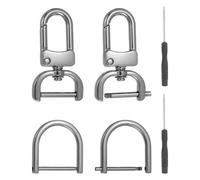 sourcing map 6 Pcs Swivel Clasp Hooks, Detachable Snap Hooks Swivel Clasps with D Rings and Screwdriver for Bag Strap Purse Lanyard DIY Craft Hardware (Gunmetal, 0.79Inch)