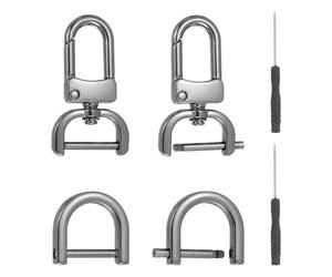sourcing map 6 Pcs Swivel Clasp Hooks, Detachable Snap Hooks Swivel Clasps with D Rings and Screwdriver for Bag Strap Purse Lanyard DIY Craft Hardware (Gunmetal, 0.63Inch)