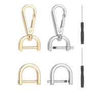sourcing map 6 Pcs Swivel Clasp Hooks, Detachable Snap Hooks Swivel Lobster Claw Clasps with D Rings and Screwdriver for Bag Strap Purse Lanyard DIY Craft Hardware (Light Gold/Silver, 0.59Inch)