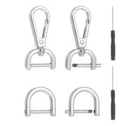 sourcing map 6 Pcs Swivel Clasp Hooks, Detachable Snap Hooks Swivel Lobster Claw Clasps with D Rings and Screwdriver for Bag Strap Purse Lanyard DIY Craft Hardware (Silver, 0.59Inch)