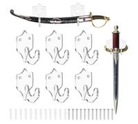 sourcing map 6 Pcs Sword Holder Wall Mount Sword Racks Acrylic Wall Sword Display Hanger with Mounting Tools for Knife Martial Arts Sword Placement Display,Transparent (Shield)