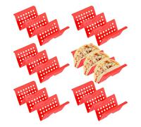 sourcing map 6 Pcs Taco Holder Stands, Plastics Hollow Holder Can Hold 3 Soft/Hard Taco Street Tray Plates for Party Supplies Dishwasher and Microwave Safe, Red