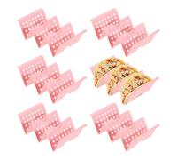 sourcing map 6 Pcs Taco Holder Stands, Plastics Hollow Holder Can Hold 3 Soft/Hard Taco Street Tray Plates for Party Supplies Dishwasher and Microwave Safe, Pink