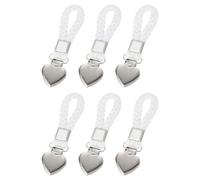 sourcing map 6 Pcs Tea Towel Clips with Cotton Loop for Hanging, 4.3 Inch Metal Towel Hooks Multipurpose Cloth Hangers for Home Kitchen Bathroom, White(Heart)