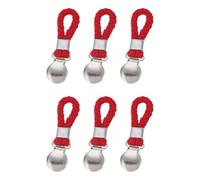 sourcing map 6 Pcs Tea Towel Clips with Cotton Loop for Hanging, 4.3 Inch Metal Towel Hooks Multipurpose Cloth Hangers for Home Kitchen Bathroom, Red(Round)