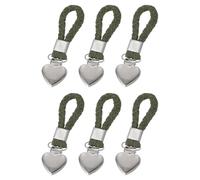 sourcing map 6 Pcs Tea Towel Clips with Cotton Loop for Hanging, 4.3 Inch Metal Towel Hooks Multipurpose Cloth Hangers for Home Kitchen Bathroom, Green(Heart)