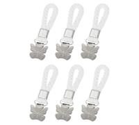 sourcing map 6 Pcs Tea Towel Clips with Cotton Loop for Hanging, 4 Inch Metal Towel Hooks Multipurpose Cloth Hangers for Home Kitchen Bathroom, White(Butterfly)
