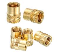 sourcing map 6 Pcs Threaded Inserts, M10 x 15mm l x 12mm OD Pure Brass Metric Knurled Nuts Female Threaded Heat Set Inserts Embedment Nut for 3D Printing Components and Plastic Materials