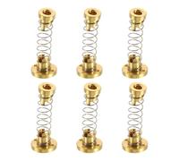 sourcing map 6 Pcs Tr8x2 T8 POM Anti Backlash Spring Loaded Nut, Elimination Gap Nut (Acme Thread, 2mm Pitch, 1 Start, 2mm Lead) with 3.5mm Holes for DIY CNC 3D Printer Parts, Gold