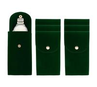 sourcing map 6 Pcs Velvet Watch Pouch, Portable Watch Travel Case Soft Watch Storage Bag with Snap Button Concave Inner Pad for Men and Women Gift, Dark Green