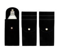 sourcing map 6 Pcs Velvet Watch Pouch, Portable Watch Travel Case Soft Watch Storage Bag with Snap Button Concave Inner Pad for Men and Women Gift, Black