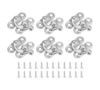 sourcing map 6 Pcs Vintage Lock Clasp, 23 x 26mm Mini Swing Arm Clasp Latch Left Latch Hook Hasp with Screws for Jewelry Box Suitcase Toolbox Wooden Case, Silver