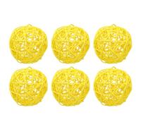 sourcing map 6 Pcs Wicker Rattan Balls 3.1 Inch Rattan Decorative Balls Vase Fillers for Wedding Party Centerpiece Bowls Home Decoration, Yellow