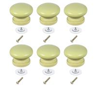 sourcing map 6 Pcs Wood Drawer Knobs, Round Single Hole Wooden Cabinet Knobs Mushroom Shape Handle Pulls with Screws for Furniture Closet Dresser, Green, 33x25mm/1.3x0.98inch (DiaxH)