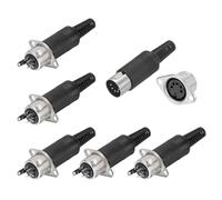 sourcing map 6-Pin DIN Male Plug Connector + Female Adapter Recessed Socket Panel Mount for Digital Audio Devices,TV, DVD Player,5 Pcs
