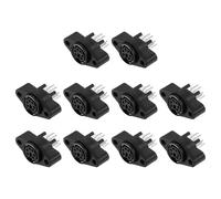 sourcing map 6-Pin S-video PCB Mount, Mini DIN Socket Female Jack Socket Connector Panel Mount for Media Player Audio Video Equipment, Pack of 10 Black