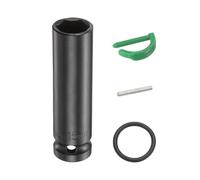 sourcing map 6 Point Deep Impact Socket 1/2" Drive 15mm Metric Standard Socket Cr-Mo Steel Spindle Axle Hex Nut Bolt Sockets with Rubber Ring Locking Pin