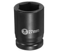 sourcing map 6 Point Deep Impact Socket 3/4" Drive 27mm Metric CR-V Steel Hex Nut Bolt Sockets 2.4" Long for Auto Machine Repair