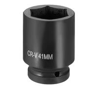 sourcing map 6 Point Impact Socket 1" Drive 41mm Metric Socket CR-V Steel Spindle Axle Hex Sockets for Machine Shaft Nuts Bolts Repair, Black