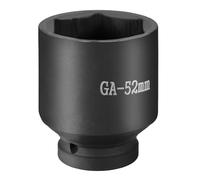 sourcing map 6 Point Impact Socket 1" Drive 52mm Metric Socket CR-V Steel Spindle Axle Hex Sockets for Machine Shaft Nuts Bolts Repair, Black