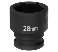 sourcing map 6 Point Impact Socket 28mm Metric Socket 1/2" Square Drive 1.65" (42mm) Long Phosphated Cr-Mo Steel Spindle Axle Hex Nut Sockets, Black