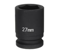 sourcing map 6-Point Impact Socket 3/4" Drive 27mm Metric 40Cr Alloy Steel Spindle Axle Nut Impact Socket