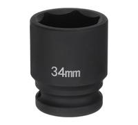 sourcing map 6-Point Impact Socket 3/4" Drive 34mm Metric 40Cr Alloy Steel Spindle Axle Nut Impact Socket